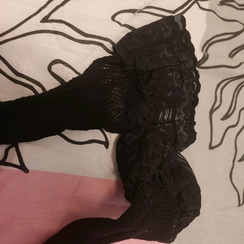Black garters new, fishnet large