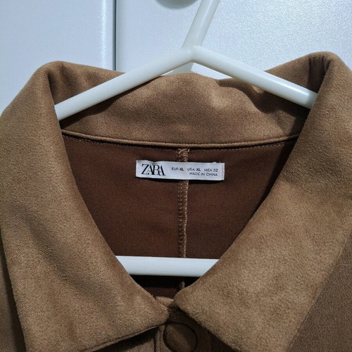 Suede short-sleeve Zara dress with collar and buttons, like new