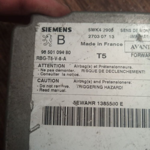 Airbag module Peugeot 307 2004 used 9650109480 5WK42908
