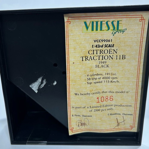 Vitesse VCC99061 Citroen Traction 11B 1949 Black scale 1:43 new