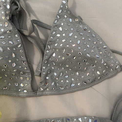 Maaji swimsuit like new with Swarovski crystals, grey silver