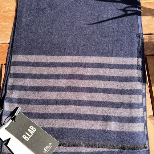 S.Oliver scarf new dark blue with brown stripes unisex