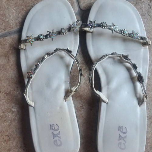 Exe white sandals with rhinestones used, size 38