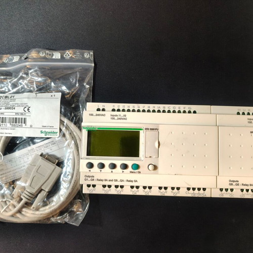 Schneider Electric Zelio Logic SR3B261FU with SR3XT141FU expansion and SR2CBL01 cable