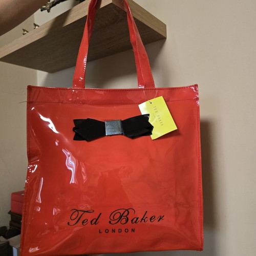 Ted Baker large coral handbag with black bow new