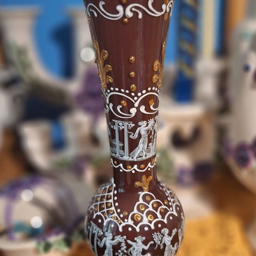 Murano Italy antique vase with gold ornaments, new