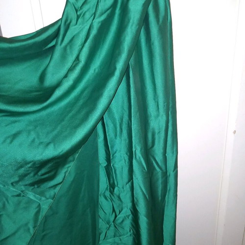 Emerald green satin long dress with straps L&S like new