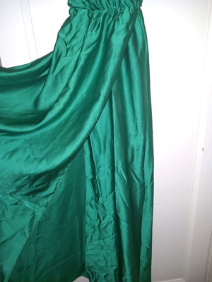 Emerald green satin long dress with straps L&S like new