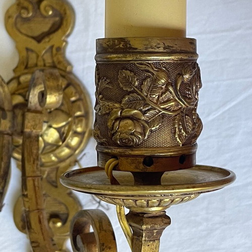 Antique wall lights used, set of 2