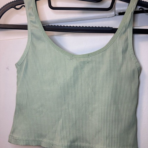 Rib Crop Top Stradivarius in Soft Green, Size M, Like New