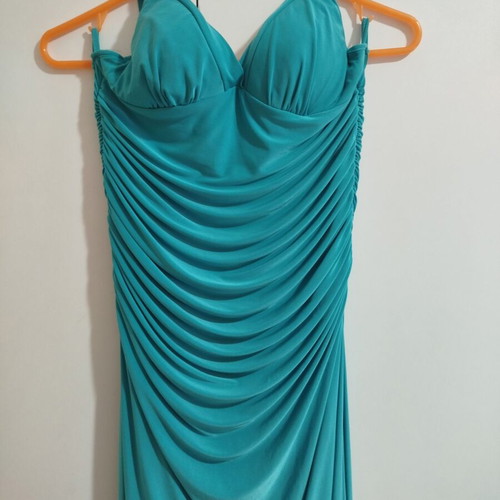 Long dress used, formal mermaid style with back tie