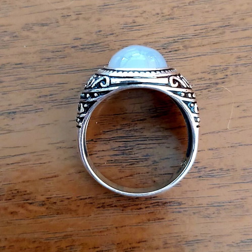 Silver 925 men's ring with natural agate, new, handmade