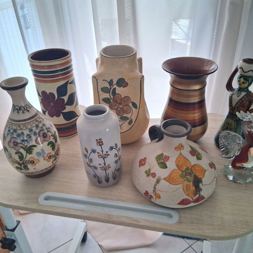 Vintage ceramic vase and decorative collection, 7 pieces