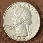 1964 Rare Quarter Dollar με σφραγίδα D σαν καινούργιο, ασήμι