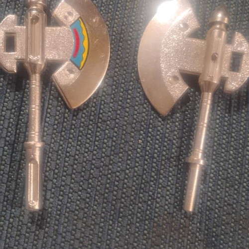 Vintage Tai Fong Robotic Radio Axe Transformers KO Blaster Axe weapon used, set of 2