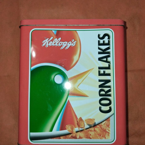 Kellogg's Corn Flakes metal tin used, collectible