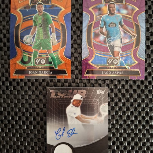 Joan Garcia, Chris Eubanks autograph patch, Iago Aspas Panini Prizm Topps