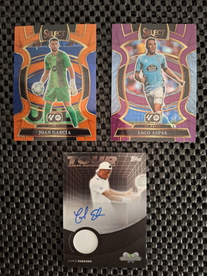 Joan Garcia, Chris Eubanks autograph patch, Iago Aspas Panini Prizm Topps