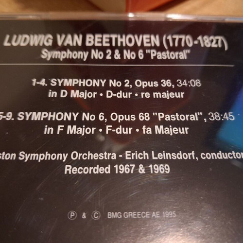 Ludwig van Beethoven Symphony No 2 & No 6 Pastoral CD like new, classical