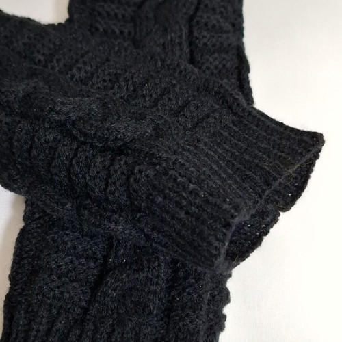Knitted open finger glove new, black, one size
