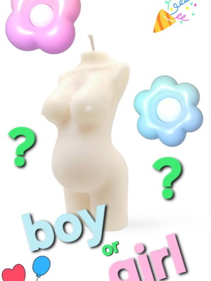 Soy candle for gender reveal in pregnant shape new with surprise color