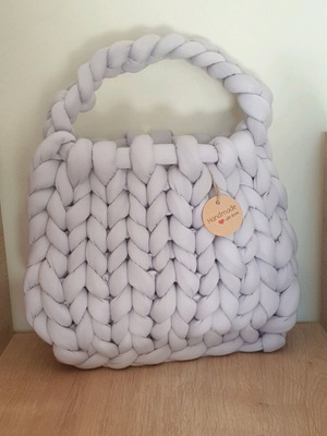 Marshmallow bag handmade knitted gray new