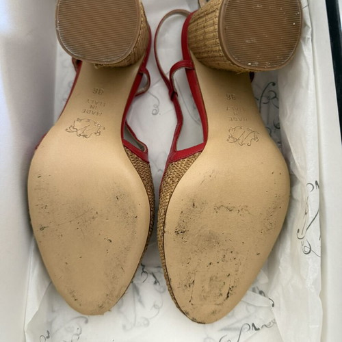 Lenora rattan pumps like new, beige and red, size 36