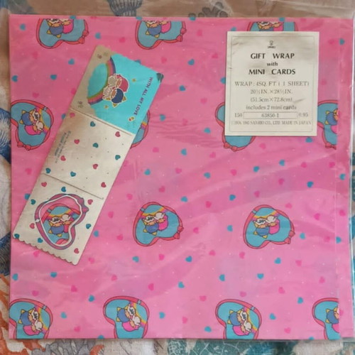 Vintage Sanrio Little Twin Stars gift wrap and mini cards new (1983)