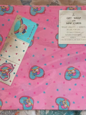 Vintage Sanrio Little Twin Stars χαρτί περιτυλίγματος και καρτούλες καινούργιο (1983)