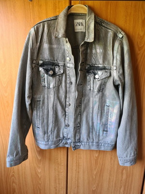 Denim women's jacket used metallic Zara Small oversized