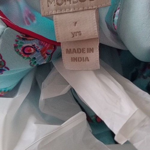Girl's dress like new, colorful turquoise, size 122 cm, 7 years