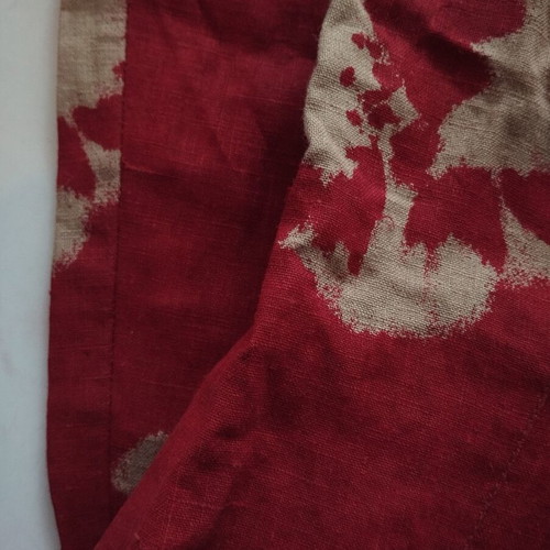 Linen bell-bottom pants and vest set used, red, slim fit
