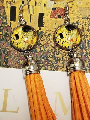 Handmade earrings The Kiss by Gustav Klimt art nouveau set