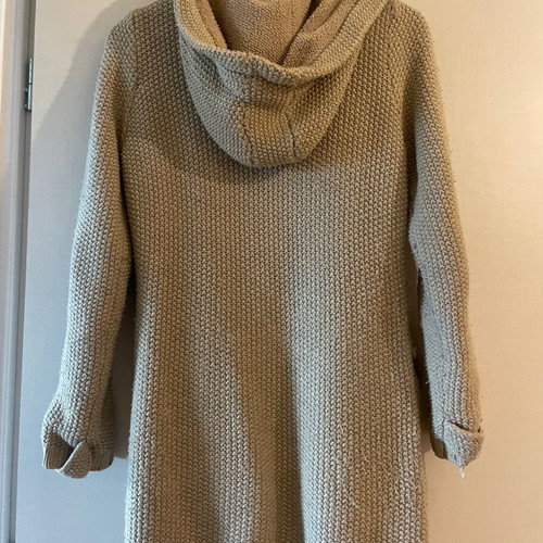 Bershka knitted cardigan with fleece lining and hood, size S, beige