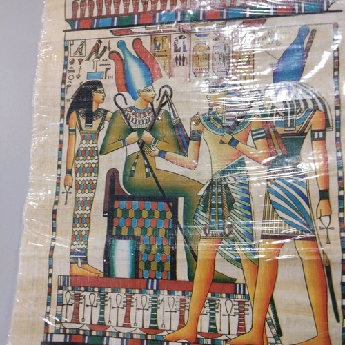 Egyptian papyrus set of 3 pieces like new with mythological scenes