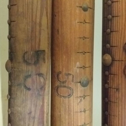 Collectible topographic rods used, set of 4, wood Φ28mm