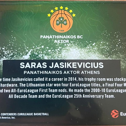 Saras Jasikevicius Legend Euroleague Contenders 2025-26 collectible card new