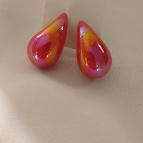 Teardrop earrings new iridescent orange-red-magenta-gold