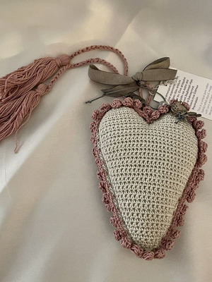 Handmade decorative heart pillow embroidered by hand