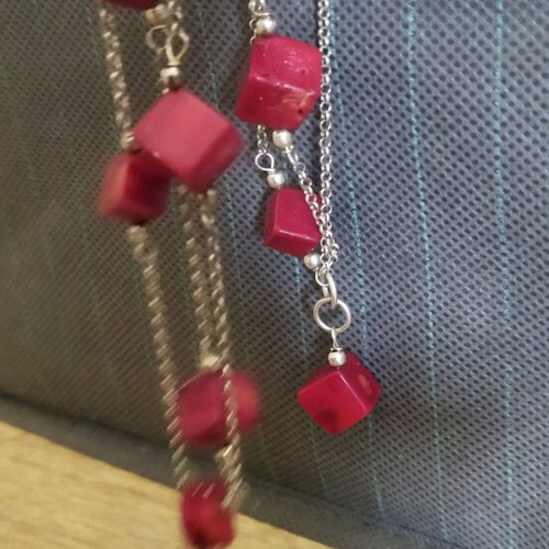 Silver bracelet chain Gregio new with red stones