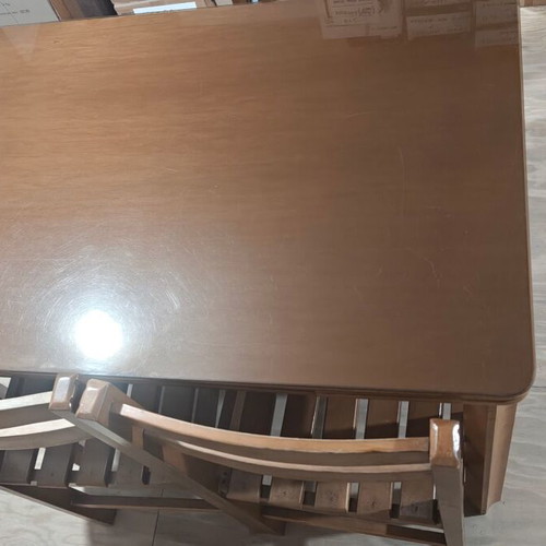 Kitchen table with 4 chairs used, wooden with glass top