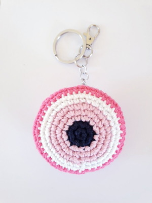 Keychain Pink Crochet Evil Eye handmade, new, 13.5cm × 7cm, 100% cotton