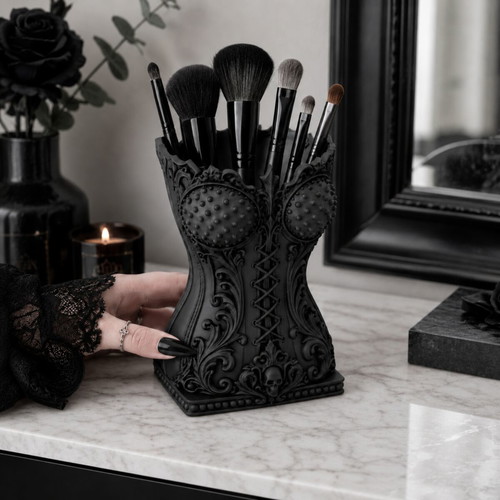 Goth Corset Makeup Organizer Brush Holder made to order