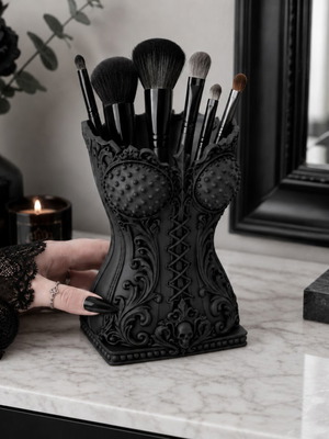 Goth Corset Makeup Organizer Brush Holder made to order