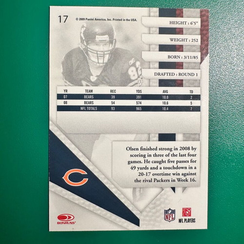 Playoff Absolute Memorabilia Greg Olsen #17 Card 2009 new