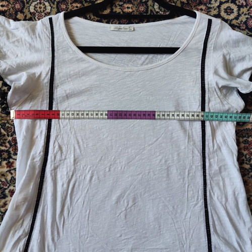Regalinas White T-shirt with Black Pom Poms and Lace, like new, One Size