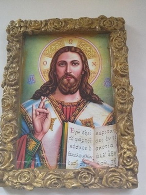 Jesus Christ image new, handmade with clay 14x18 cm