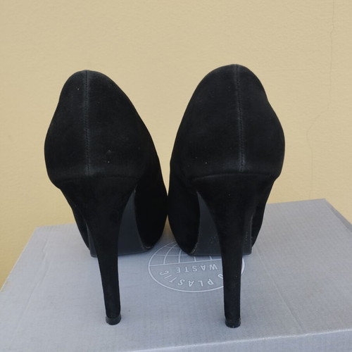 Suede shoes with animal print design used, size 37, platform heels