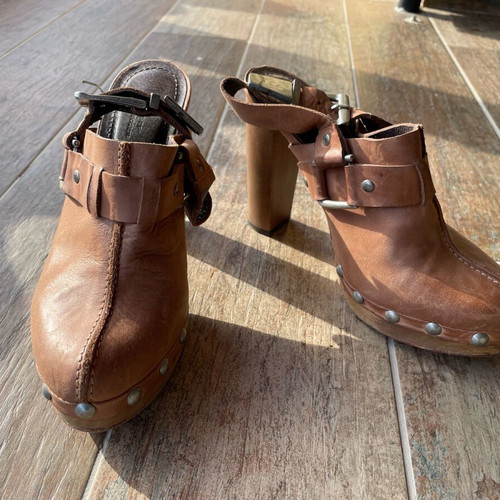 Mule shoes like new, brown, size 38, leather heels