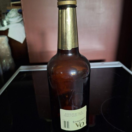 Seagram's V.O. Canadian Whisky bottle used, empty, 1980s